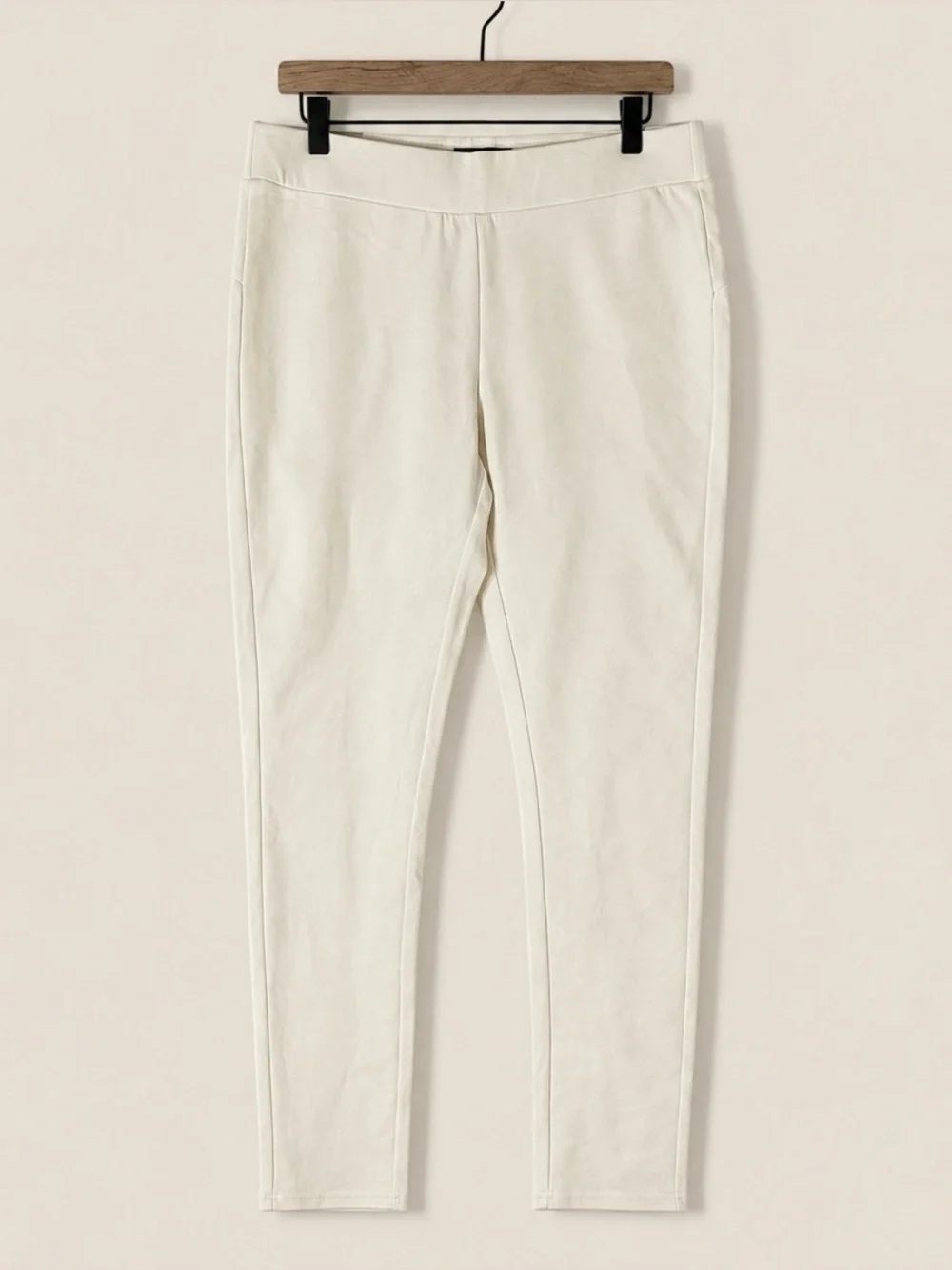 Sabrina Lauren Ultra Soft Stretch Skinny Pants Ivory‎ Size L Pull-On Slim Leg